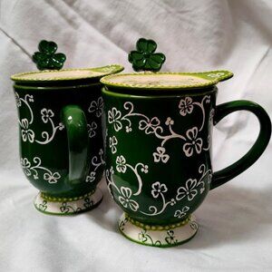 temp-tations® set of two café mugs in Floral Lace™ Shamrock, green